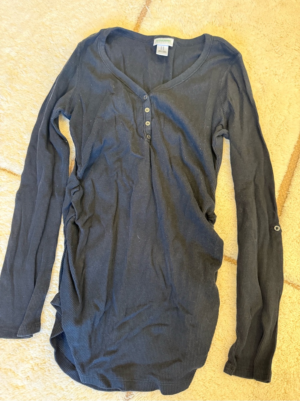 Motherhood maternity medium Women's Long Sleeve Henley Top - Black